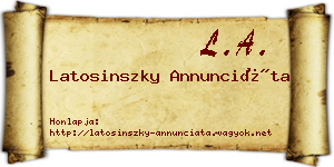 Latosinszky Annunciáta névjegykártya